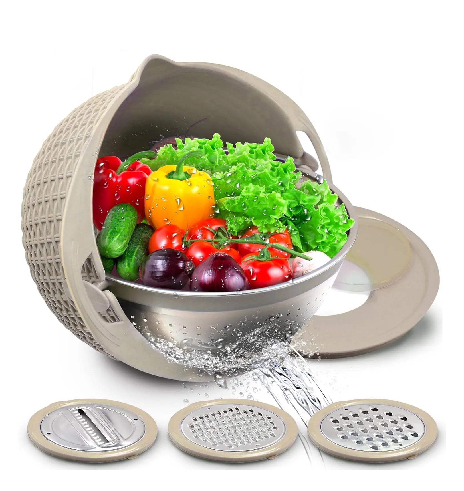 Pasta Rice Strainer Fruit & Veggie Strainers 4 in 1 Colanders with Mixing Bowl Food Colander for Home Kitchen
