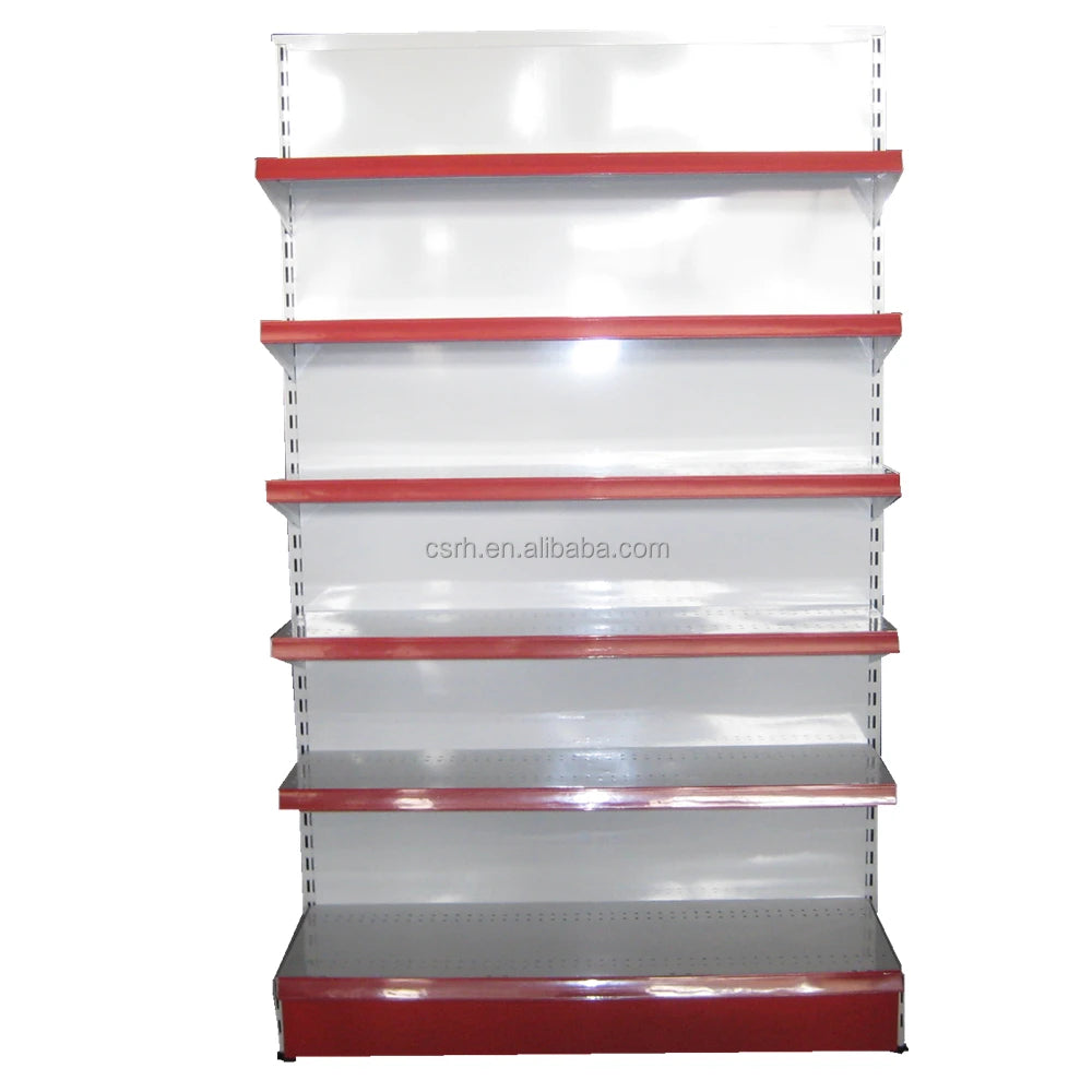 Plain Back Panel Supermarket Shelf  Single Side Metal Gondola Shelf