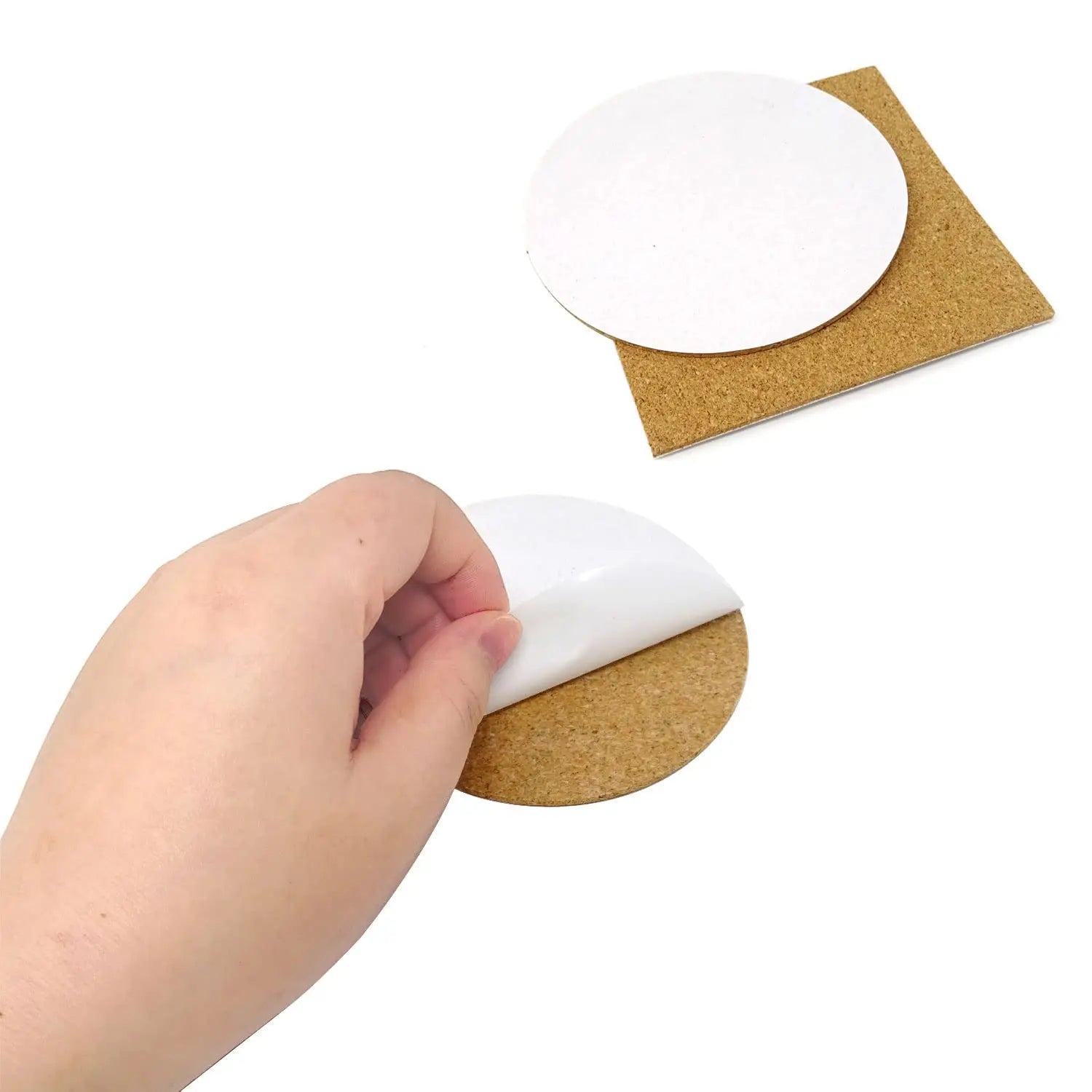 4 Inch round Self-Adhesive Cork Coaster Strongly Backed with Square Cork Plate Protective & Cushioning Material