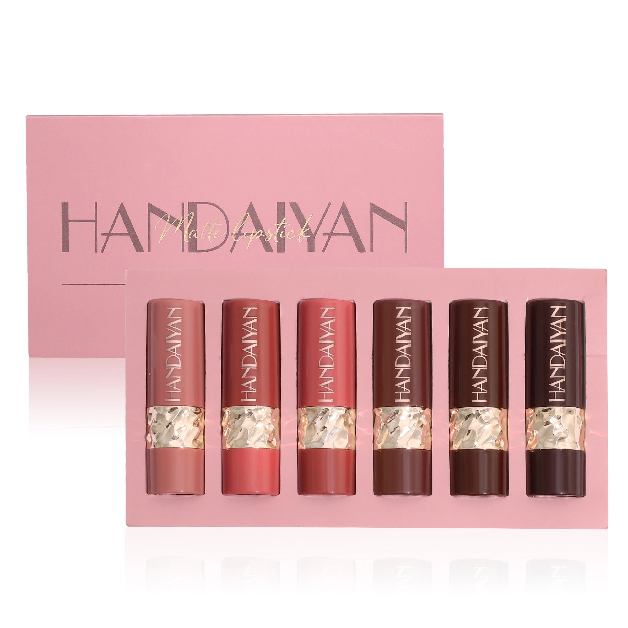 Handaiyan 6-Color Set of High Gloss Lip Glaze Dazzling Lasting Waterproof Diamond Pearly Lip Stick Gift Set