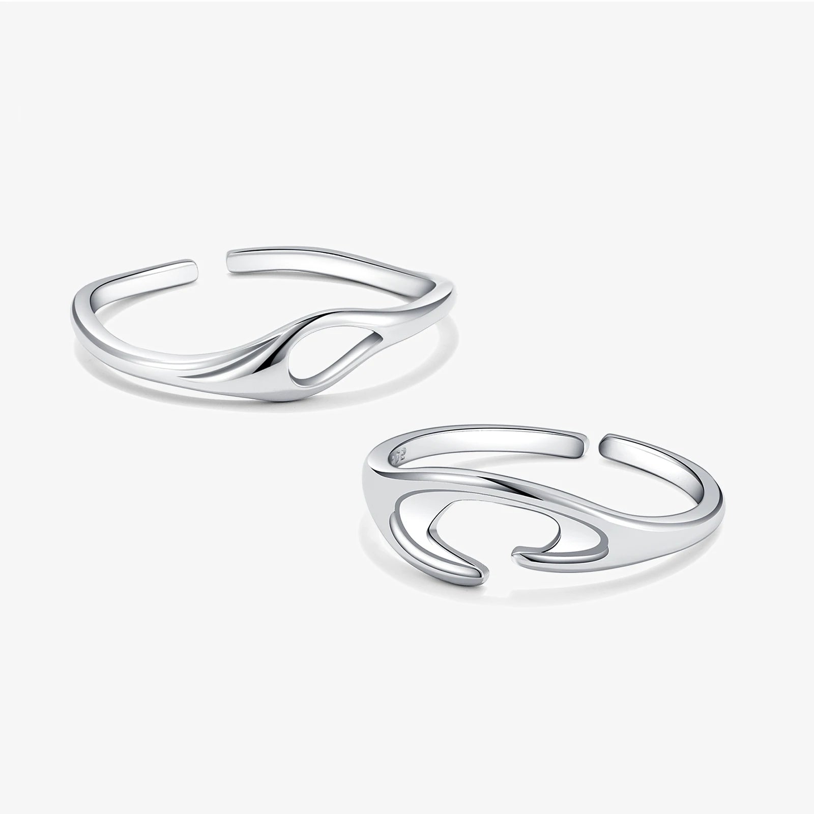 FUAMAY Sterling Silver 925 Open Rings for Women Minimalist Fashion Stylish Adjustable Ring for Sisters Girlfriends Couples