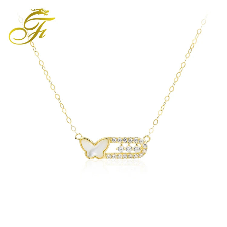 Custom Designed Genuine Gold Zircon Necklace Choker Bulk Display Romantic Jewelry with Link Chain Trendy Style for Weddings