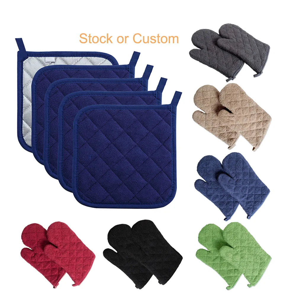 Printed Cotton Oven Potholder Cushion Heat Resistant Kitchen Baking Hot Pads Dishwasher Safe Eco-Friendly Table Placemat