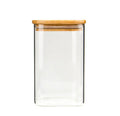 High Quality Borosil Square Glass Jar Bamboo Lid Hand Blown Technique Eco-Friendly Airtight Modern Kitchen Storage Food