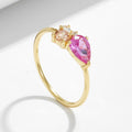Wholesale Custom Luxury 925 Sterling Silver Women's Rings Gold Plated Colorful Water Drop Zircon Fashionable for Weddings