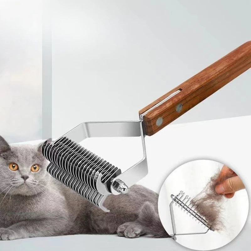 Pet Grooming Comb Rake Dogs Cats Wooden Handle Brush Manufacturer's Puppy Groomer Removes Undercoat Knots Dog Brush Pet Brushes