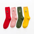 XIANGHUI Wholesale Custom logo  Cute Cartoon Fruit Print Banana Cherry Peach Girls Socks Korean Embroidery Funny Long Socks