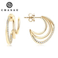China Factory Price Anti-allergy 925 Sterling Silver C-shaped Earring Inlaid Mini Moissanite Stud Earrings for Women