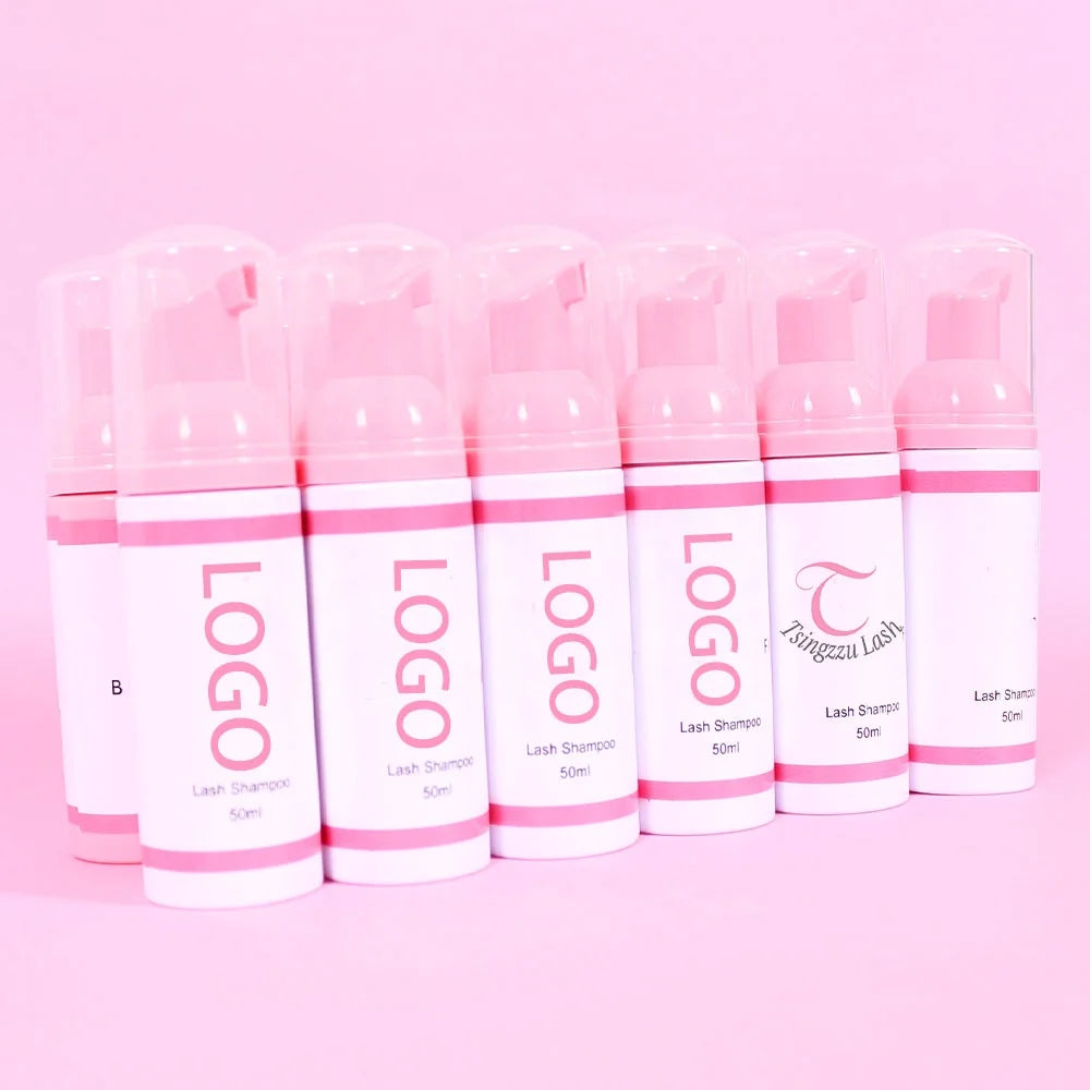 TZ OEM Lash Cleanser for Oil Free Private Label Eyelash Extension Foam Lash Shampoo Kits Pink Bottle Shampoo Eyelash Shampoo