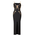 SB2650 Summer Fashion Solid Color Hollow Out Bandage Dress Sleeveless Backless Bodycon Knee-length Women Casual Dresses