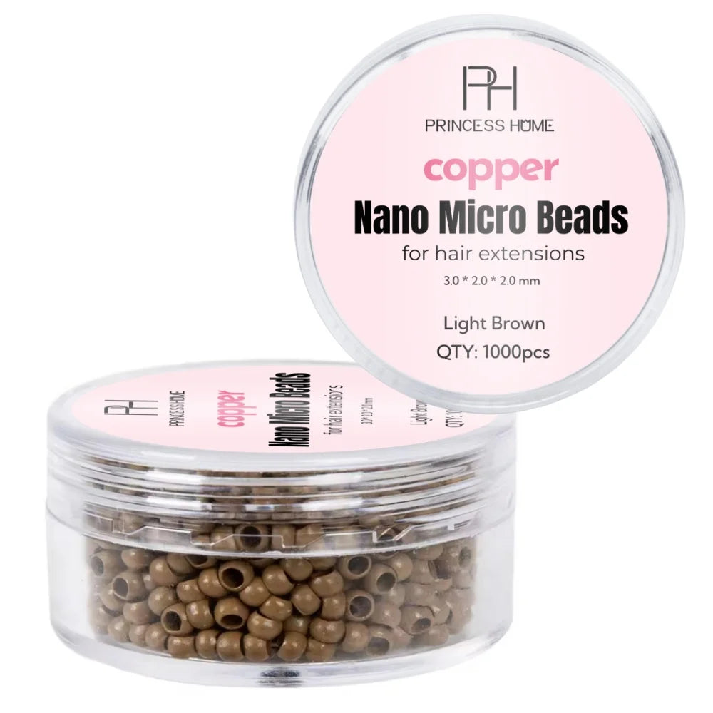 1000Pcs 3mm Brown Nano Rings Beads Micro Copper Rings Dreadlock Beads Micro Link Tube Ring for I Tip/Ring Hair Extensions