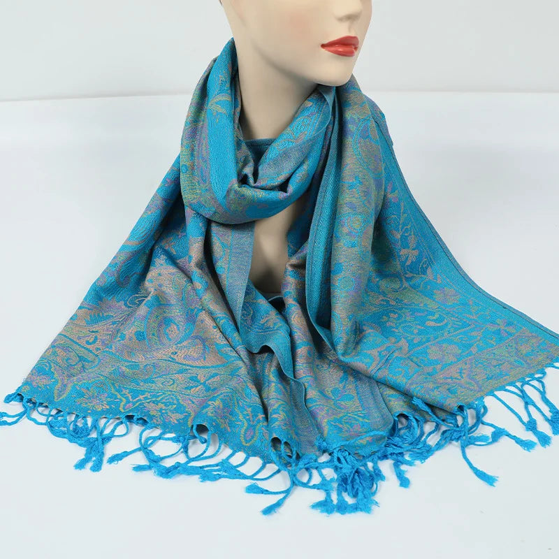 Nidu New Style Long Thick Soft Viscose Classic Women's Pashmina Shawl Scarf with Tassel