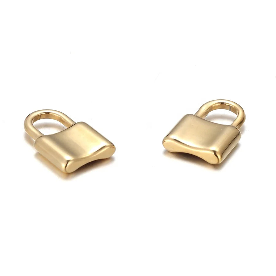 5Pcs 15*22mm Stainless Steel Concave Surface the Lock Charms Pendants for Crafts DIY Jewelry Findings Necklace Accessories Bulk