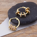 QIKU Fashion Gold Color Hole Hoop Earrings Copper Cubic Zircon Ear Jewelry Women Best Party Wedding Gift Accessories Wholesale