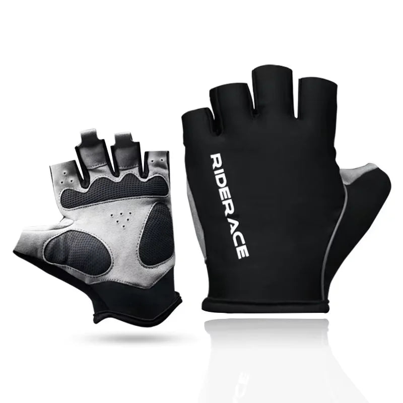 Riderace Cycling Glove Half Finger Breathable Washable Outdoor Sports MTB PU Leather Pad Gloves for Men Non-Slip Bicycle Gloves