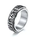 Nordic Viking Script Stainless Steel Rotating Ring Retro Decompression Letter Jewelry for Women Men