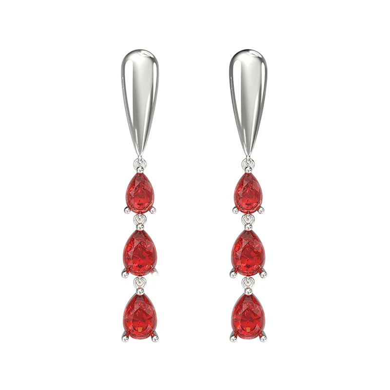 New Design 18k White Gold Gem Multicolored Hoop Earrings Eardrop Stud with Natural Ruby Fine Jewelry for Women
