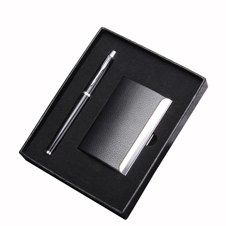 Hot Sell 2025 New Arrivals High Quality Custom Name Card Holder with Pen Gift Set for Men Company Corporate Business Promotion