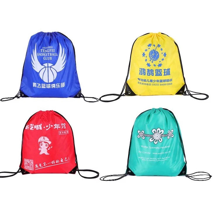 New cheap customized print sports backpack drawstring bag for promotion polyester travel bags