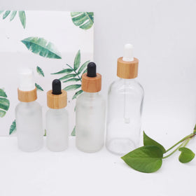 30ml 20ml 50ml Frosted clear 100ml Oil Glass Bottle with Bamboo Cap