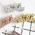 Huaming Pink and Blue Glitter Happy Birthday Cake Party Candle Children Party Decoration Metallic Gold Letter Birthday Candles