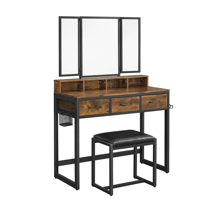 Modern New Design Drawer Integrate Bedroom Furniture Mirror Dressing Table Dressing Table With Mirror Mdf