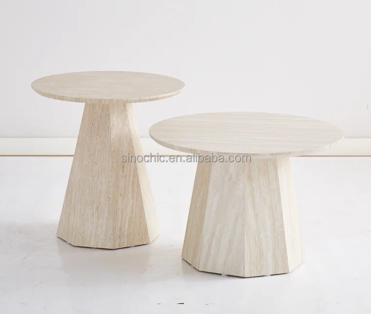 Modern MDF Coffee Table Set of 2 | Wood Grain Finish Nesting Center Tables for Living Room Tea Table