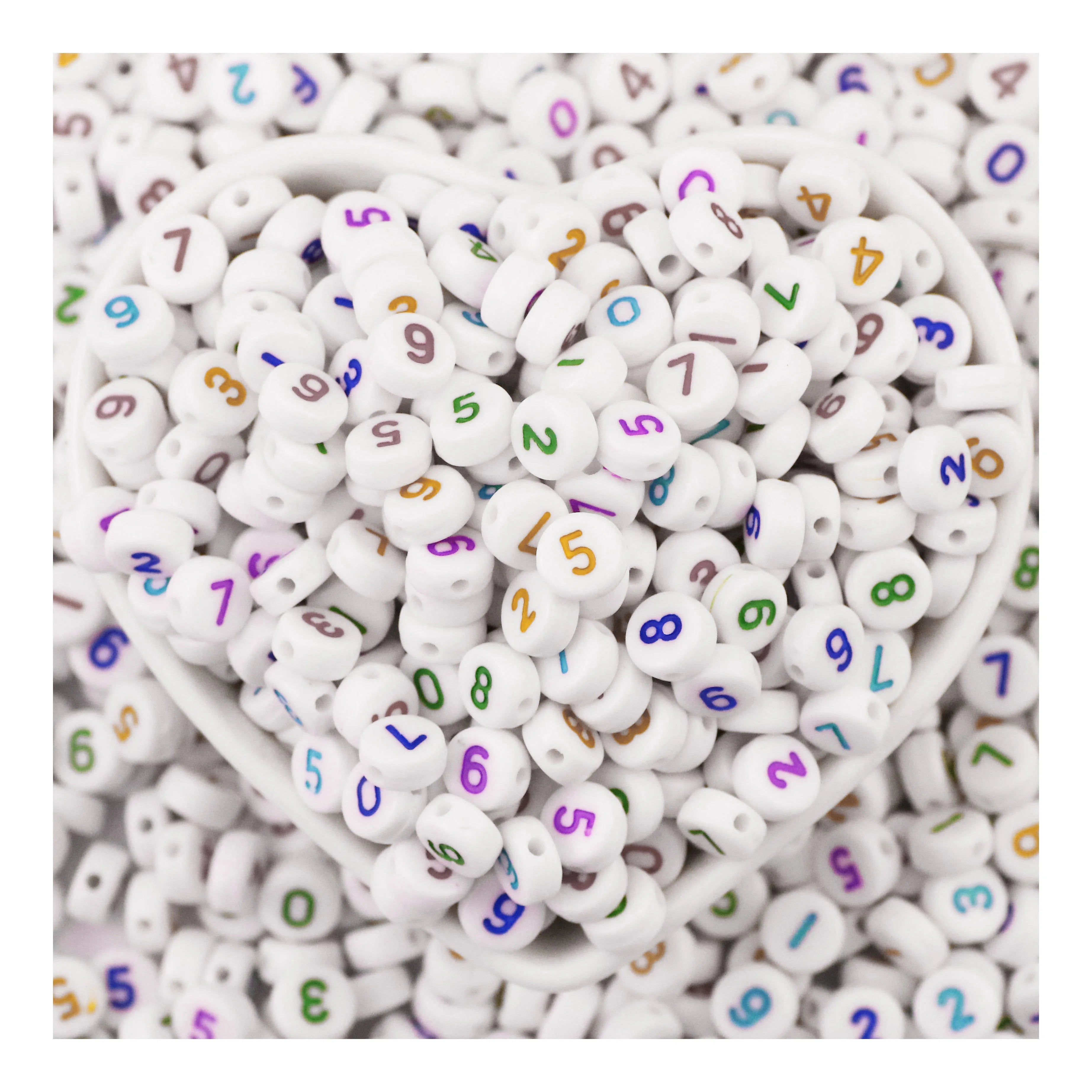 Hengxin 7 MM Acrylic Beads Colorful Numbers Alphabet Beads Kit for Jewelry Bracelets Necklaces Earrings Craft Making
