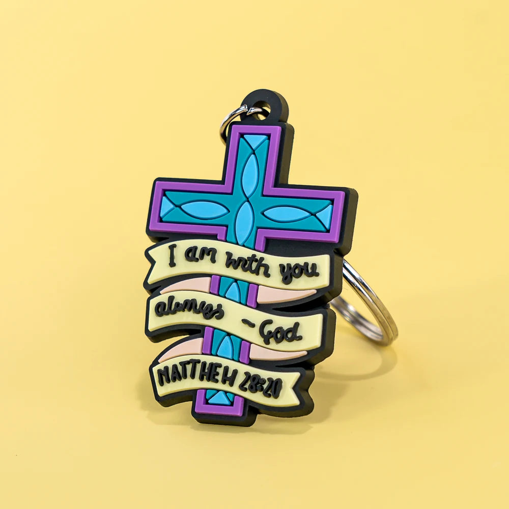 High-Quality Christian Keychain Holy Cross and Jesus Christ Soft Rubber Faith-Based Keyring for Church Fundraisers and Gifts