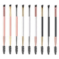 Hot Sale High Quality Make up Spoolies 2 in 1 Double Heads Eye Lash Eco Friendly Bamboo Mascara Brush Wands with Eyebrows Brush