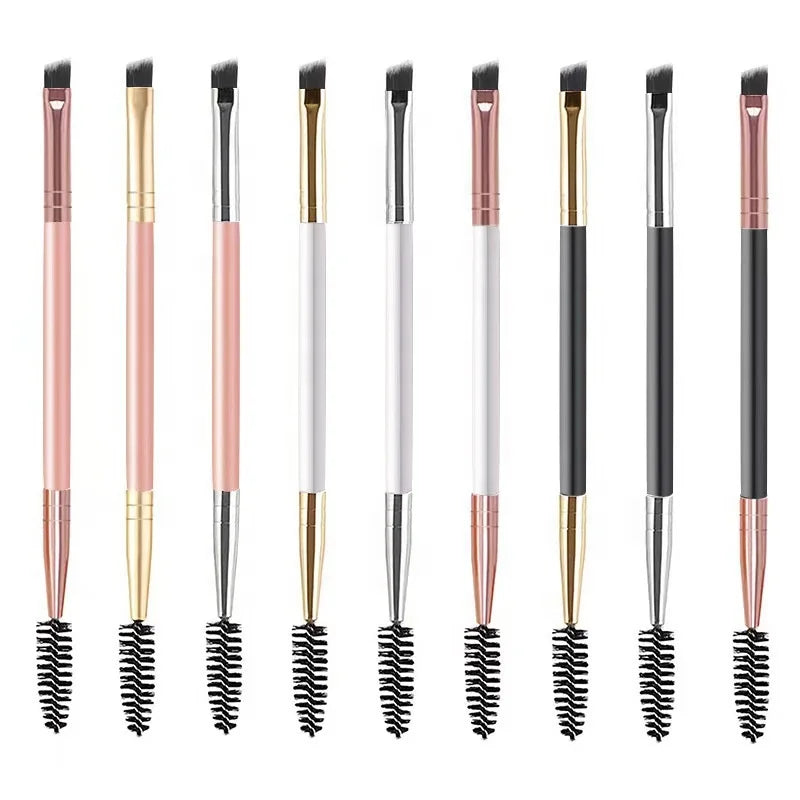 Hot Sale High Quality Make up Spoolies 2 in 1 Double Heads Eye Lash Eco Friendly Bamboo Mascara Brush Wands with Eyebrows Brush