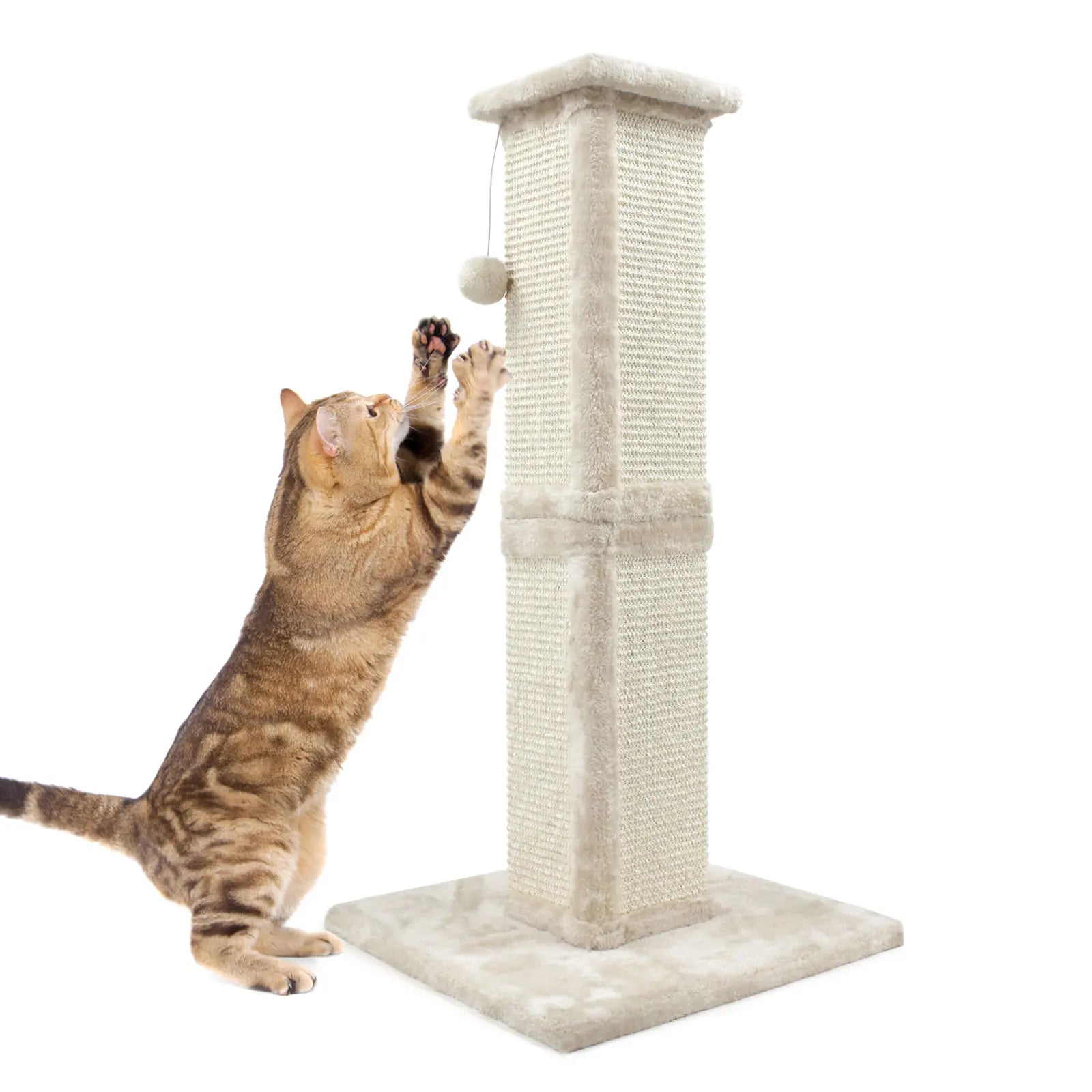 Beige Two-Section Cat Climbing Tree with Sisal Claw Toys New Design Vertical Post Scratching Column