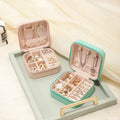 Custom Logo Handmade Trinket Small Travel Jewelry Box Square PU Leather Necklace Earring Ring Jewellery Organizer Gift Case