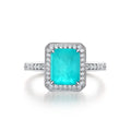 925 Silver Simulated Paraiba Tourmaline Sterling Silver Octagon Ring