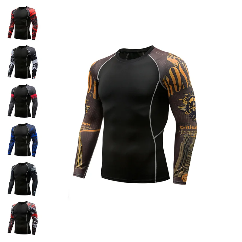 Latest Design Men Under Base Layer Long Sleeve Sport Shirt Fast Muscle Fit T Shirt