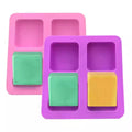 Non Stick 4 Cavities Square Homemade Soap Mold Durable Silicone Soap Mold Foldable Silicon Mold Soap Moulds