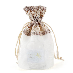 10*14cm Light Gold Wave Lace Drawstring Bag White Organza Bags Drawstring Pouch for Perfume Bottle