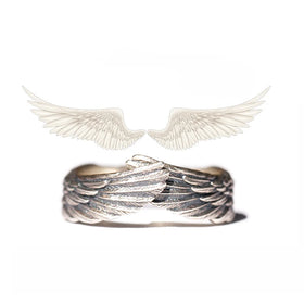 Wholesale Antique Silver Plated Adjustable Feather Angel Wing Open Rings Jewelry for Women
