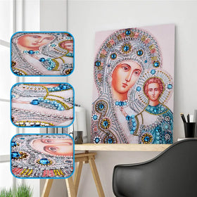 Wholesale Printed Special Shaped Diamond 5D Acrylic Painting Kits Virgin Mary Jesus Environment Friendly DIY Gift Home Decor