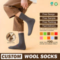 New Merino Wool Socks for Women Pure Color Thickened Wool Terry Design Winter Thermal Warm Fuzzy Socks Body Cuff Logo One Heat