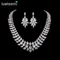 LUOTEEMI Zirconia Women Necklaces  Earrings Sets 2021 2025 Wedding Rings Couple Earring Bridal Vintage Zircon Simple Jewelry Set