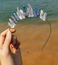 DIY Good Selling Witch Moon Accessories Electroplating Blue White Crystal Crown Handmade Bridal Hair Band Hair Accessories