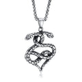 Wholesale Double Snake Head Black Oil Stainless Steel Snake Pendant Necklace for Men