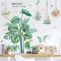 Spring Green Plants Wall Decal Colorful Flower Basket Wall Sticker for Living Room Bedroom TV Background Home Decor Wall Decal