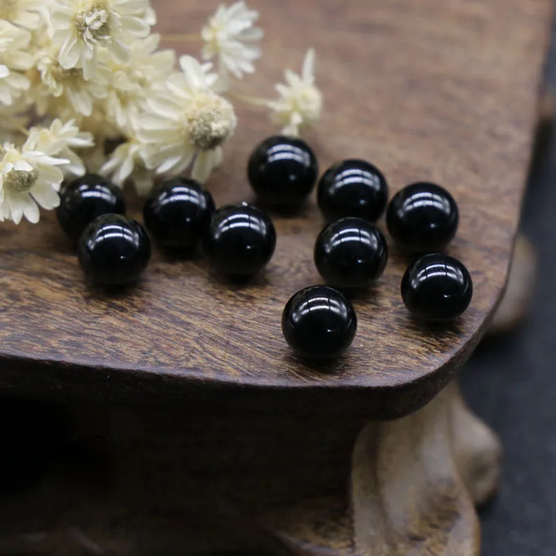 DIY DIY Natural 6mm Black Agate Stone Tiny Beads Small Crystal Healing Spheres