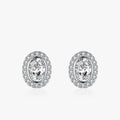 Ailmay Authentic 925 Sterling Silver Fashion Oval Shape Stud Earrings Sparkling CZ for Women Classic Wedding Statement Jewelry