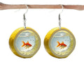 Hot Selling Fun Fashion Personality Goldfish Earrings Sweet Vitality Round Lemon Slice Embedded Fish Acrylic Pendant Earrings