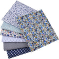 7 Pieces Soft Blue Fabric Bundles Eco-Friendly Durable Smooth Floral Quilting Patchwork Cloth Sewing Crafting DIY