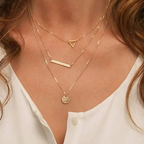 Fashion Gold Necklace Layering Necklace Trigonometric  Necklace