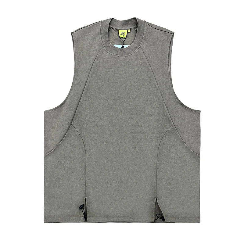 Wholesale Custom Knitted Cotton/Nylon Embroidery Side Zipper Breathable Quick Dry Tank Top for Men Streetwear & Sports Style